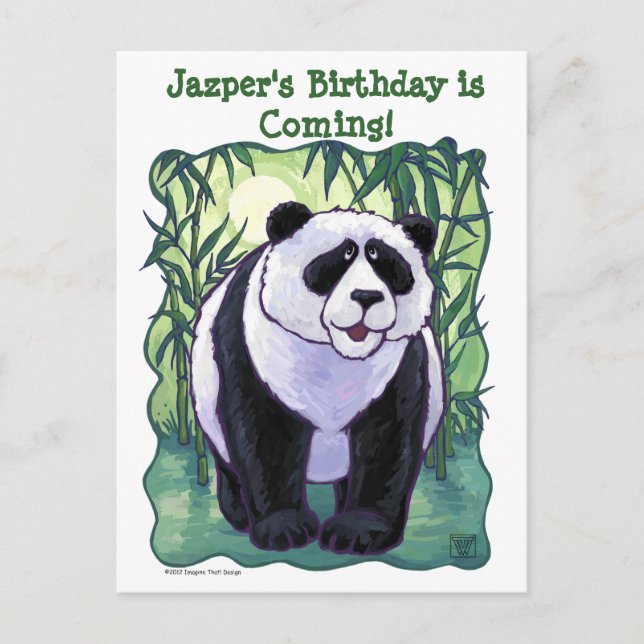 Panda Bear Party Centre Announcement Postcard (Front)