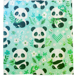 Panda Bear Pattern Green Print