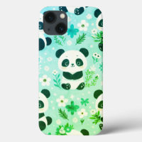 Panda Bear Pattern Green Print