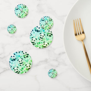 Panda Bear Pattern Green Print Confetti