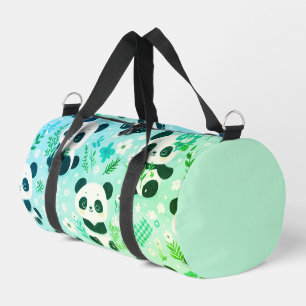 Panda Bear Pattern Green Print Duffle Bag