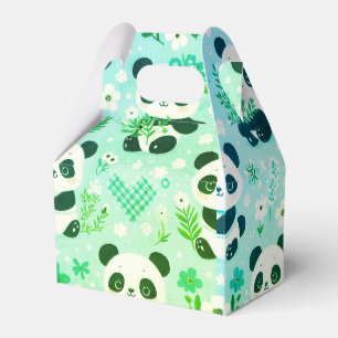 Panda Bear Pattern Green Print Favor Box