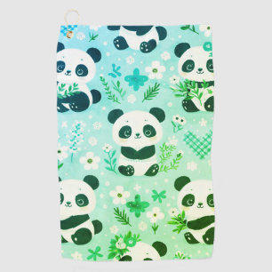 Panda Bear Pattern Green Print Golf Towel