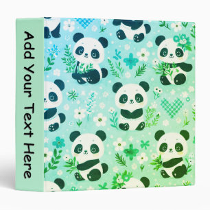 Panda Bear Pattern Green Print PPersonal Binder