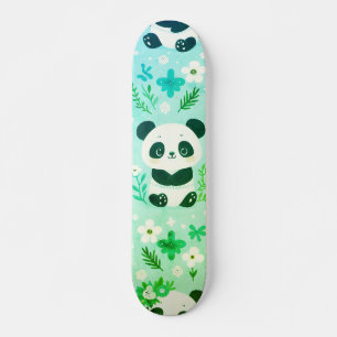 Panda Bear Pattern Green Print Skateboard