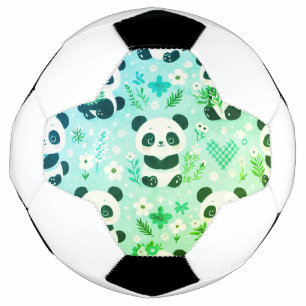 Panda Bear Pattern Green Print Soccer Ball