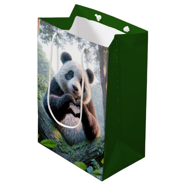 Panda Bear Paws In Heart Shape Medium Gift Bag (Front Angled)
