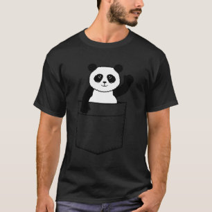 Panda Bear Peeking Out Chest Pocket Animal T-Shirt