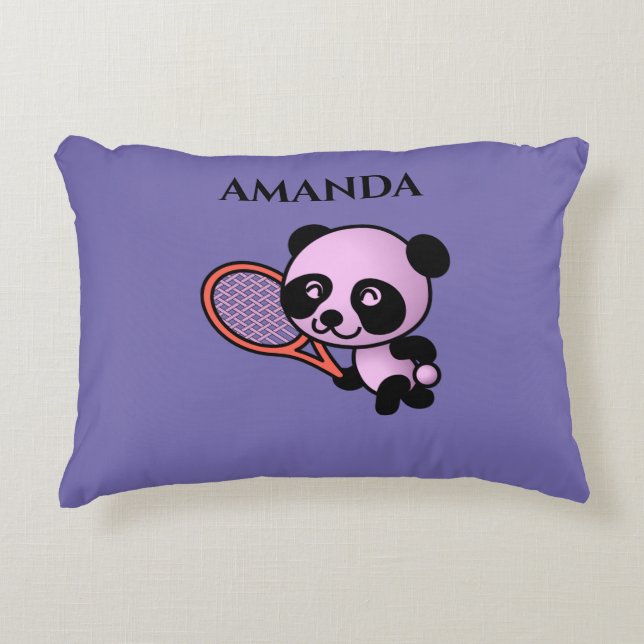 Panda bear personalized name throw pillow. accent pillow (Front)