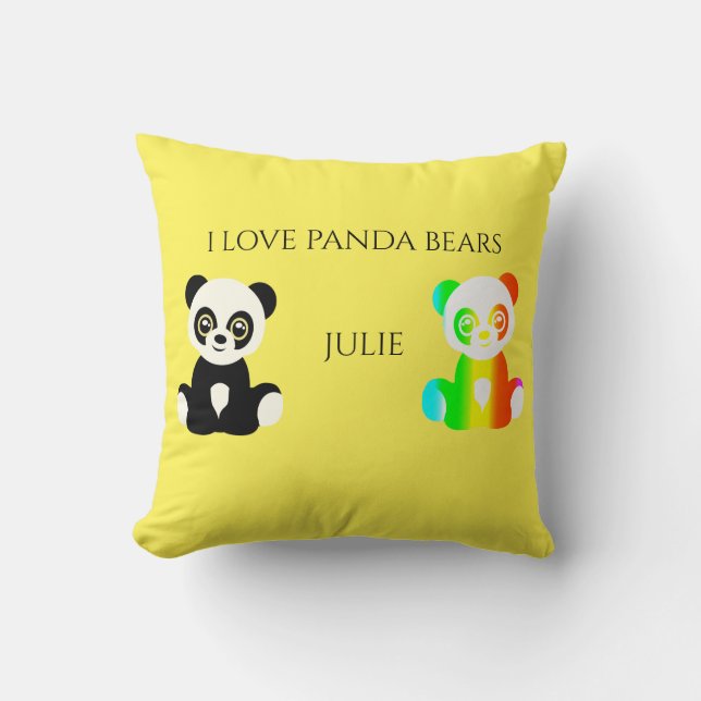 Panda bear personalized name throw pillow. pillow (Front)