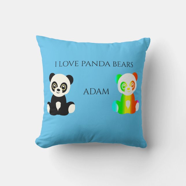 Panda bear personalized name throw pillow. pillow (Front)