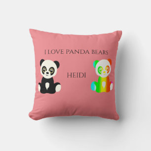 Panda bear personalized name throw pillow. throw pillow