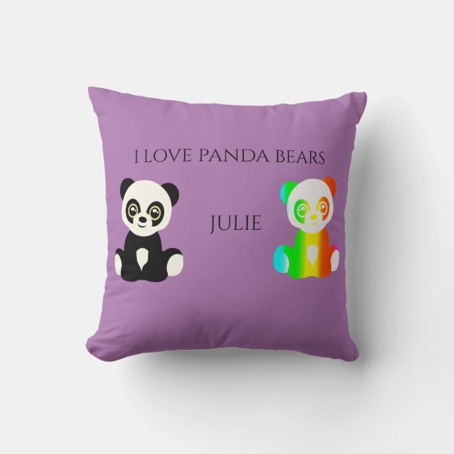 Panda bear personalized name throw pillow. throw pillow (Front)
