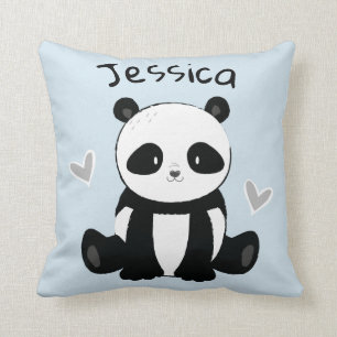 Panda Bear Personalized Nursery Decor Throw Pillow