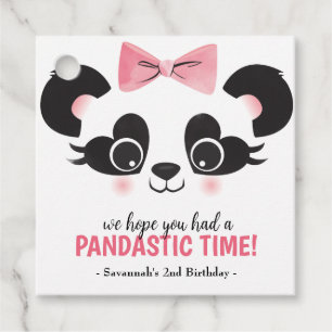 Panda Bear Pink Girls Birthday Party Favour Tags