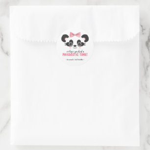 Panda Bear Pink Girls Birthday Party Sticker