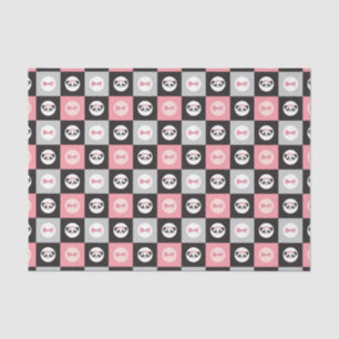 Panda Bear Pink Heart Block Pattern Tissue Paper