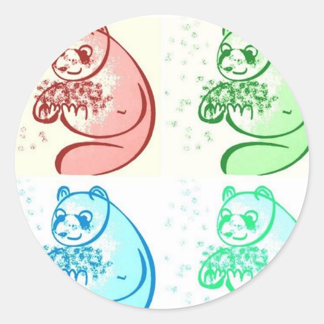 Panda Bear Pop Art Classic Round Sticker (Front)