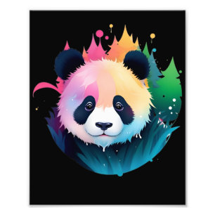Panda Bear Portrait Forest Paint Splash Logo Photo Print