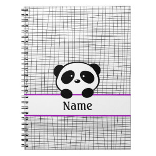 Panda Bear Purple and Black Personalized Notebook