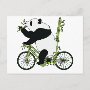 Panda Bear Riding Bamboo Bike Postcard