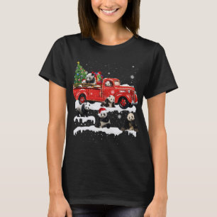 Panda Bear Riding Red Truck Merry Christmas X-mas T-Shirt