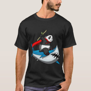 Panda Bear Riding Shark T-Shirt