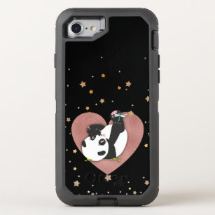Panda Bear Rose Gold Heart Gold Stars OtterBox Defender iPhone 8/7 Case