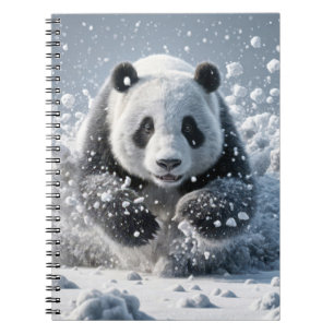 Panda Bear Running In Snow Notebook