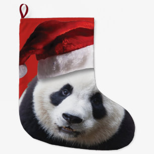 Panda Bear Santa Claus Large Christmas Stocking