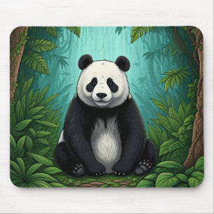 Panda bear sitting in a clearing of the jungle mouse pad