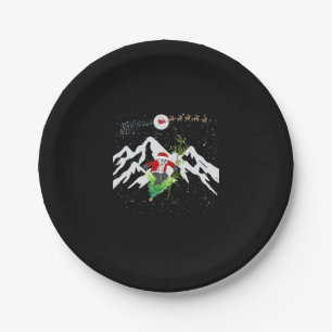 Panda Bear Skiing Christmas Tree Santa Reindeer Paper Plate