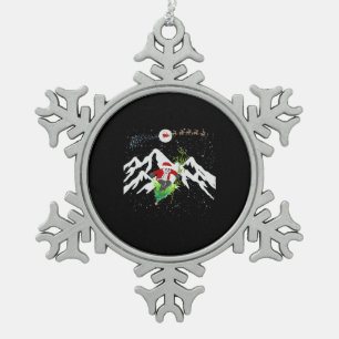 Panda Bear Skiing Christmas Tree Santa Reindeer Snowflake Pewter Christmas Ornament