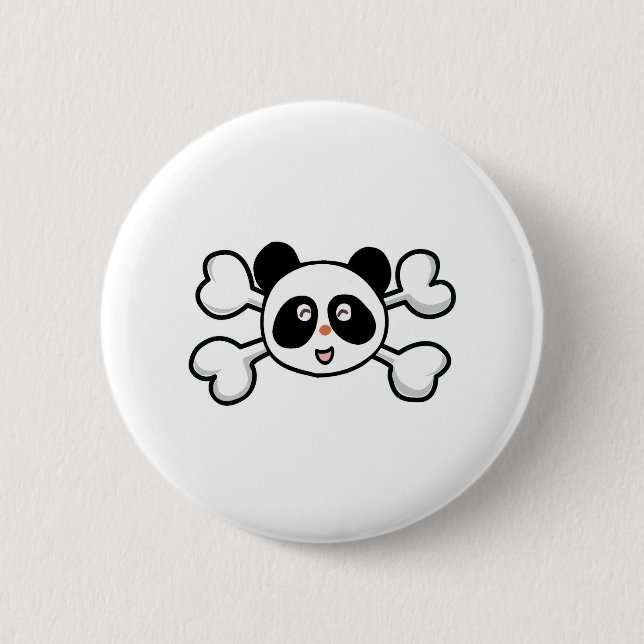 panda bear Skull and Crossbones 2 Inch Round Button (Front)