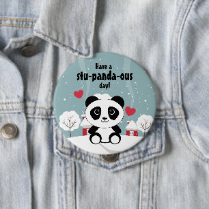 Panda bear snow cute kawaii kids cartoon nice day 4 inch round button