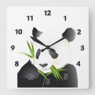 Panda Bear Square Wall Clock