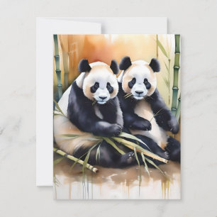Panda Bear Study A - Watercolors Holiday Card