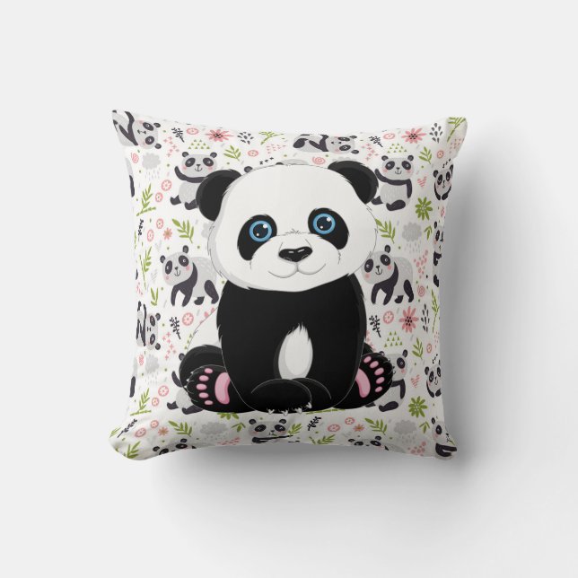 Panda Bear Throw Pillow (Front)