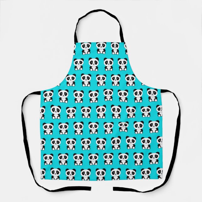 Panda bear turquoise blue apron (Front)