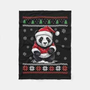 Panda Bear Ugly Christmas Xmas For Adults Kids Fleece Blanket