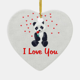 Panda Bear Valentine Ceramic Ornament