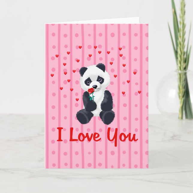 Panda Bear Valentine Holiday Card (Front)
