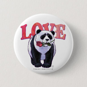 Panda Bear Valentine's Day 2 Inch Round Button