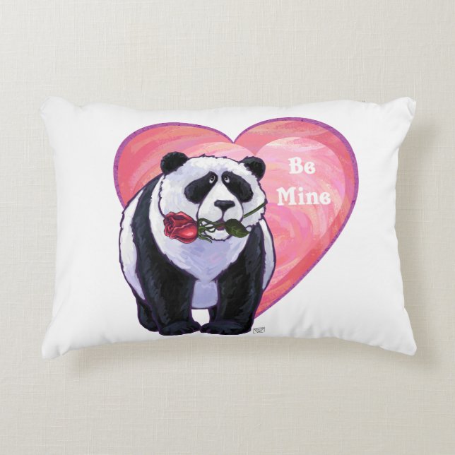 Panda Bear Valentine's Day Accent Pillow (Front)