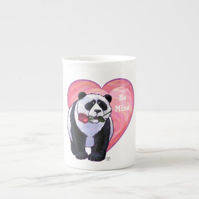 Panda Bear Valentine's Day Bone China Mug (Front)