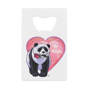 Panda Bear Valentine's Day Credit Card Bottle Opener
