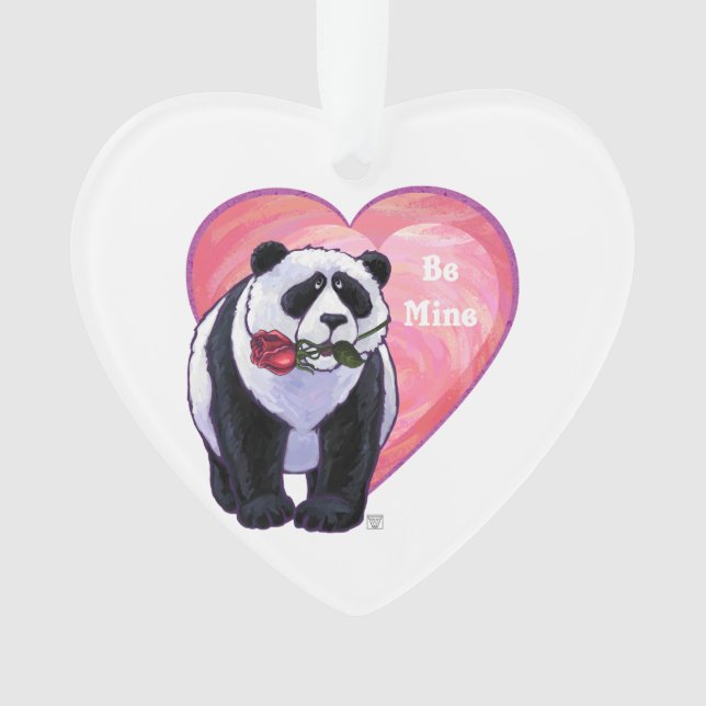 Panda Bear Valentine's Day Ornament (Front)