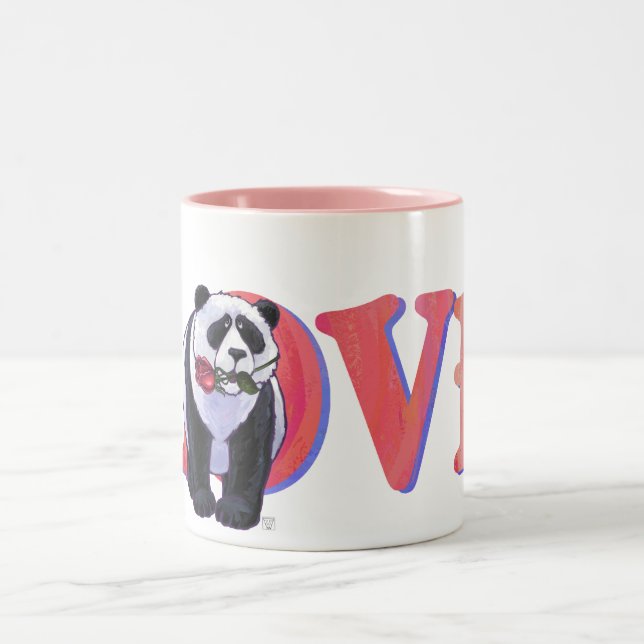 Panda Bear Valentine's Day Two-Tone Coffee Mug (Center)