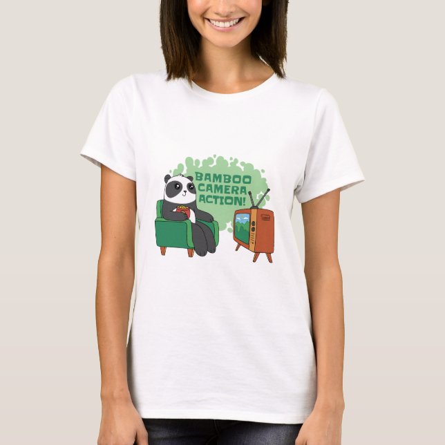 PANDA BEAR WATCHING TV T-Shirt (Front)