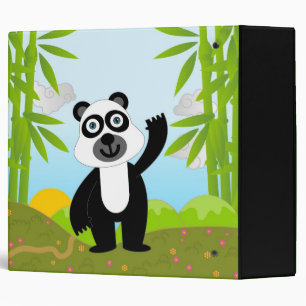 Panda bear waving bye-bye near bamboo trees binder